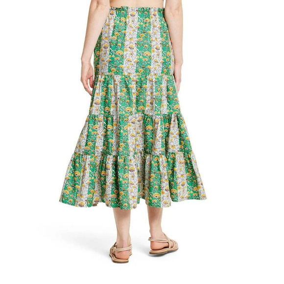 Rhode x Target Mixed Whimsical Floral & Stripe Print Midi Skirt Cottage Sz Small - Picture 4 of 7